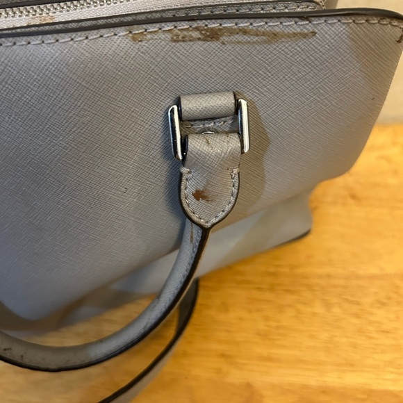 Michael Kors Gray Satchel with Sleek Design and Metallic Accents - Picture 12 of 16